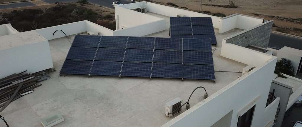 Solar panels on rooftop