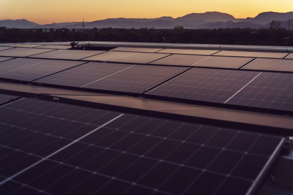 Commercial rooftop solar plant in the city