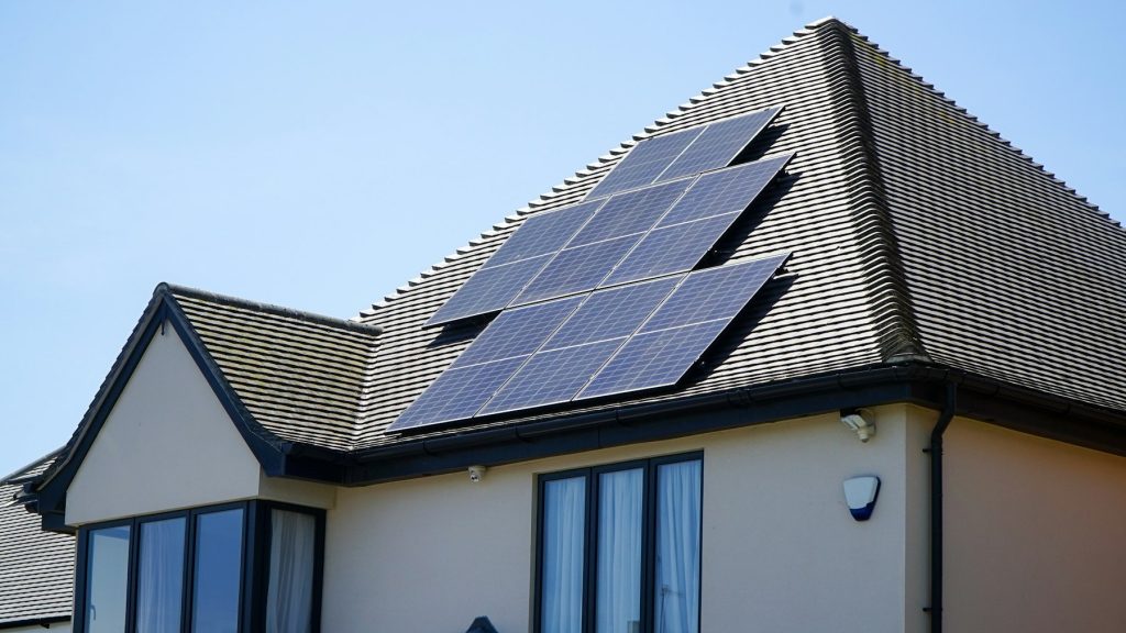 Home with solar panels on the roof